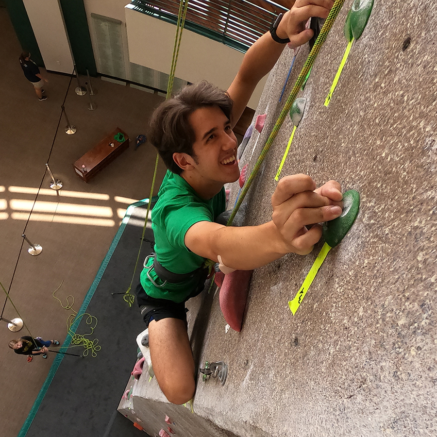 Baylor student rock climbing
