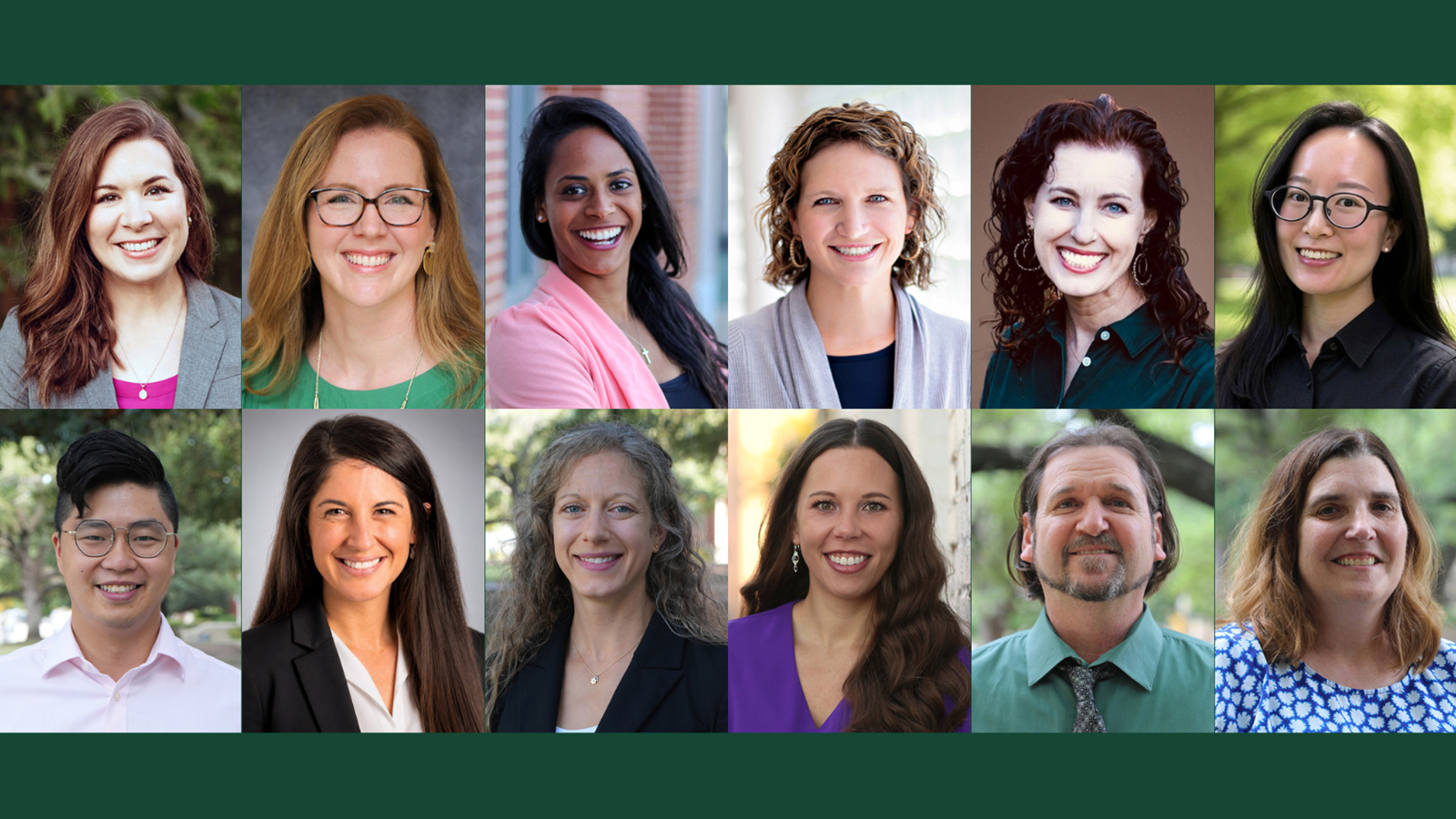 Portraits of 12 new faculty members in Robbins College, Fall 2026