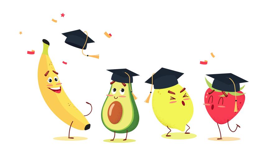 Fruits celebrating graduation