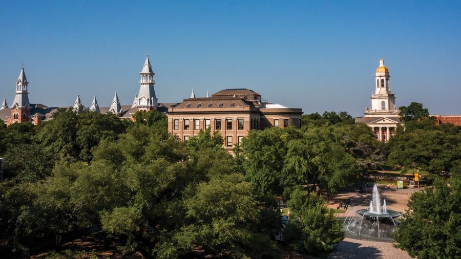 Arial view of Baylor University's campus.